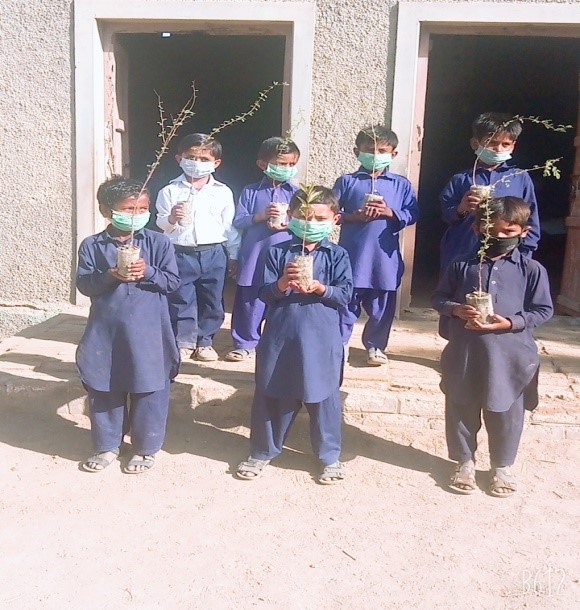 Children planting at school
